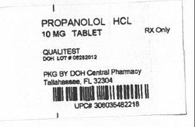 Propranolol HCL 10MG.jpg Label Image for 10mg - Propranolol HCL 10MG